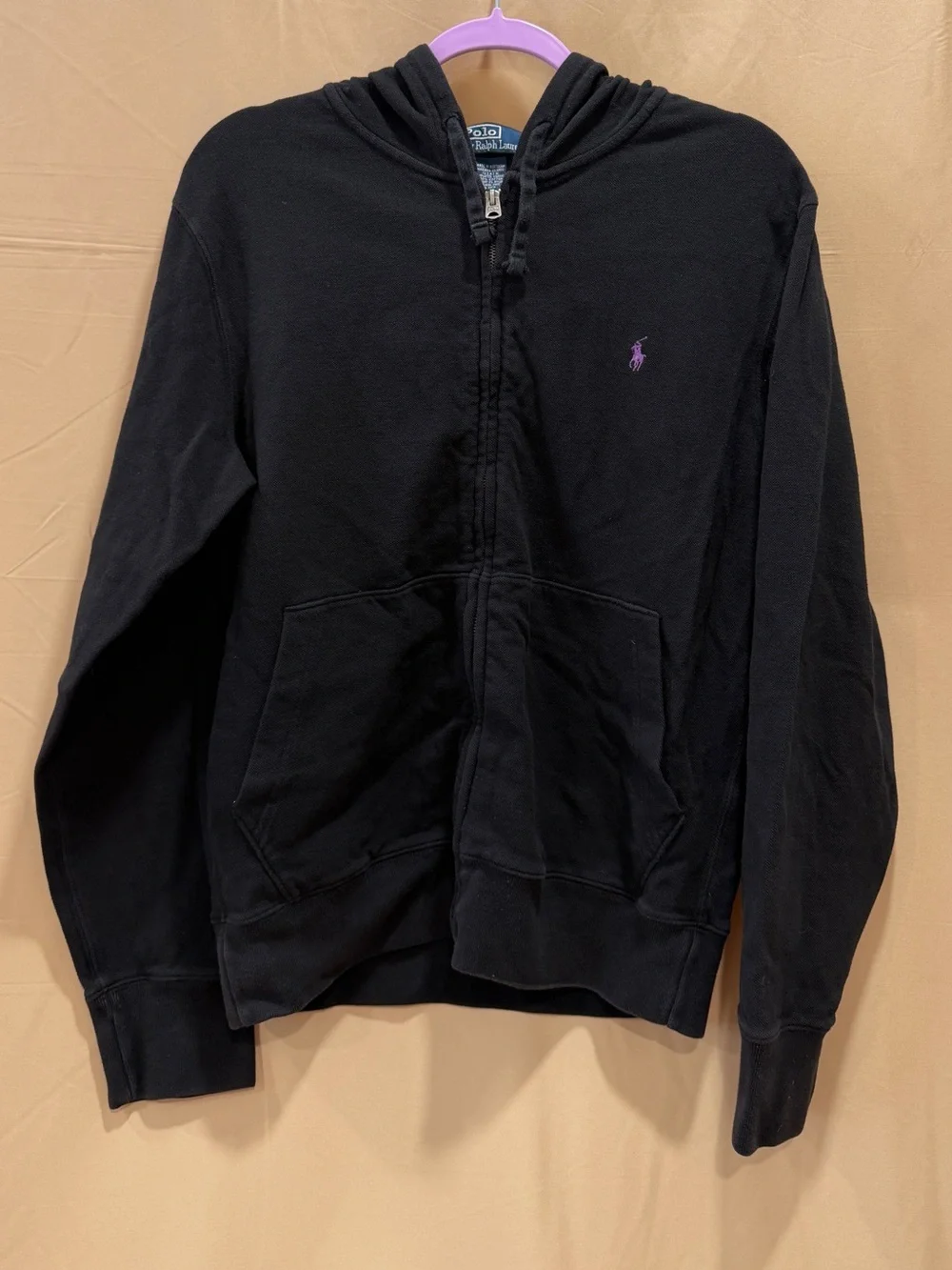 Polo Ralph Lauren Black Full Zip Hoodie Jacket Men's Medium